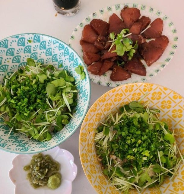 桃井かおりが漬けマグロと貝割れ丼で海の幸を楽しむ！