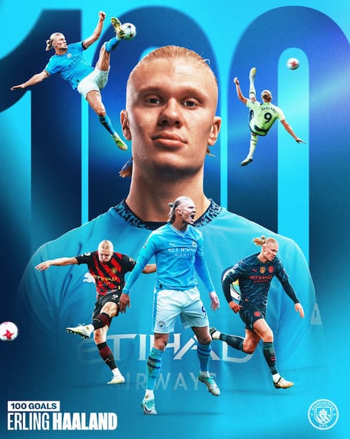 マンチェスターシティ ハーランドのクラブ通算100ゴールを祝福！