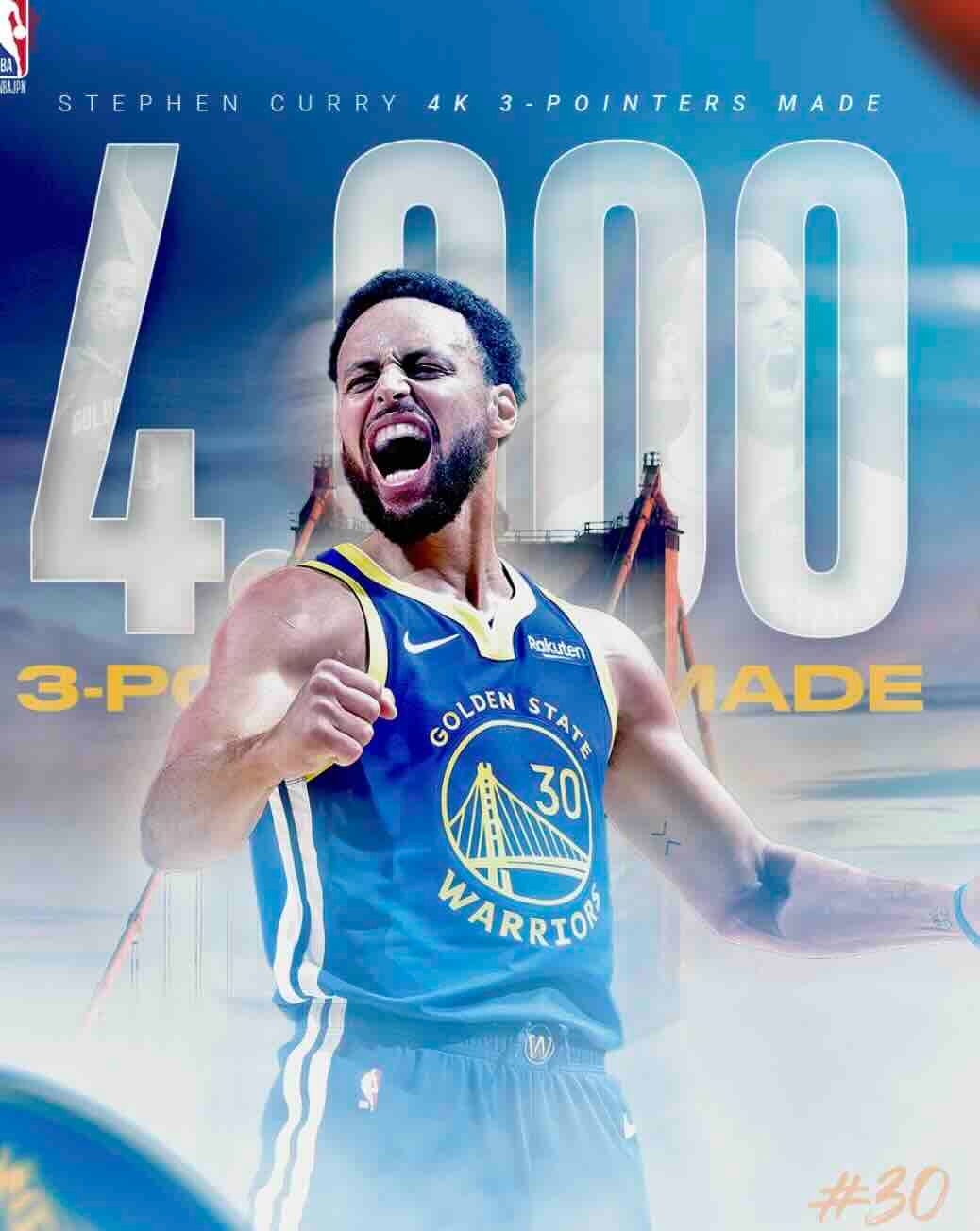 ステフィン・カリー、前人未到の大記録達成 3ポイント通算4000本