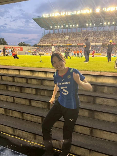 SAGA久光スプリングス中島咲愛、U21日本代表・井上未唯奈とともにキックインセレモニー参戦！