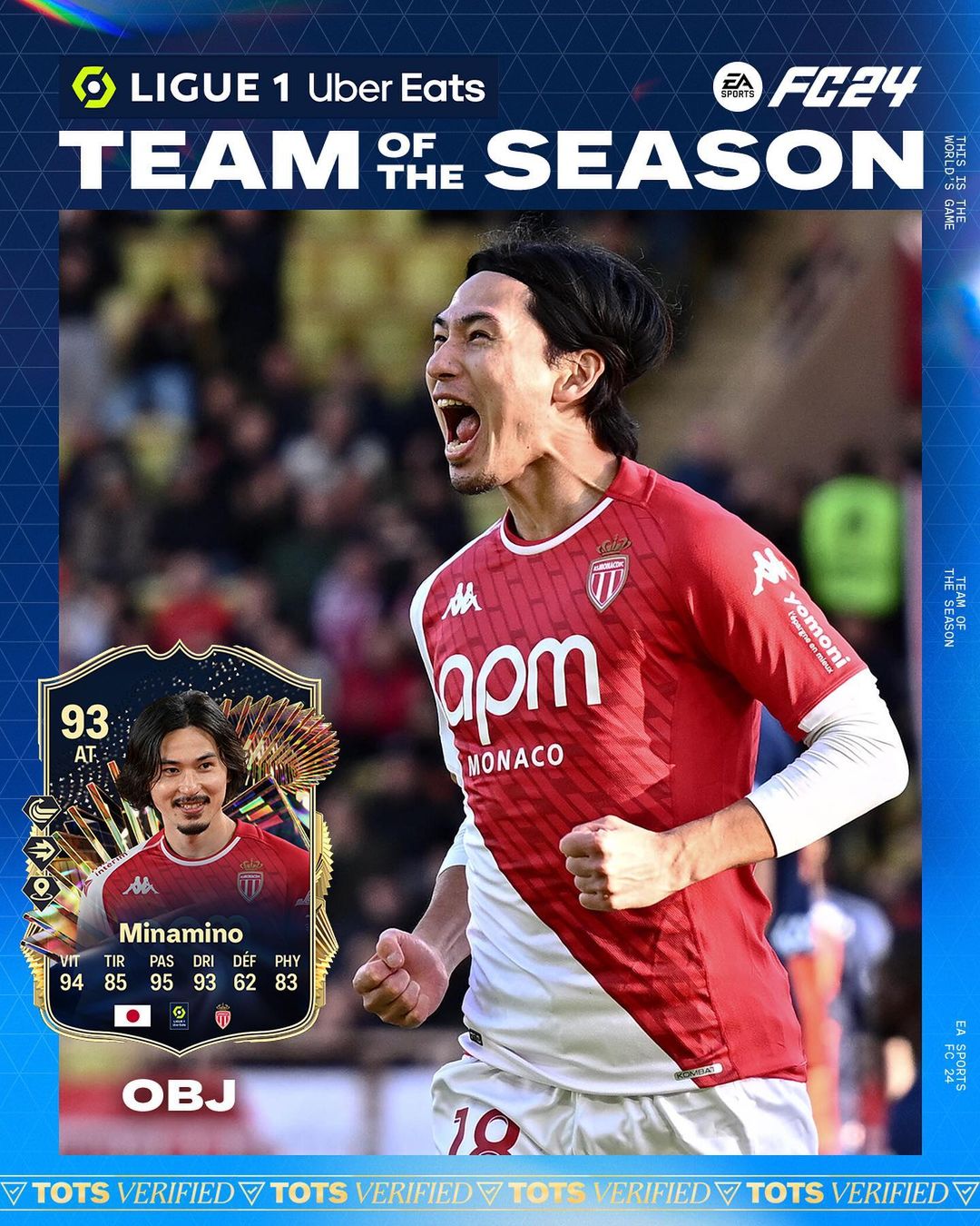 南野拓実がリーグ公式のチーム・オブ・ザ・シーズンに選出！