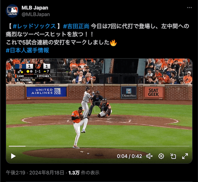 「打率3割も見えてきた」吉田正尚が5試合連続ヒットでついにOPS.800到達！