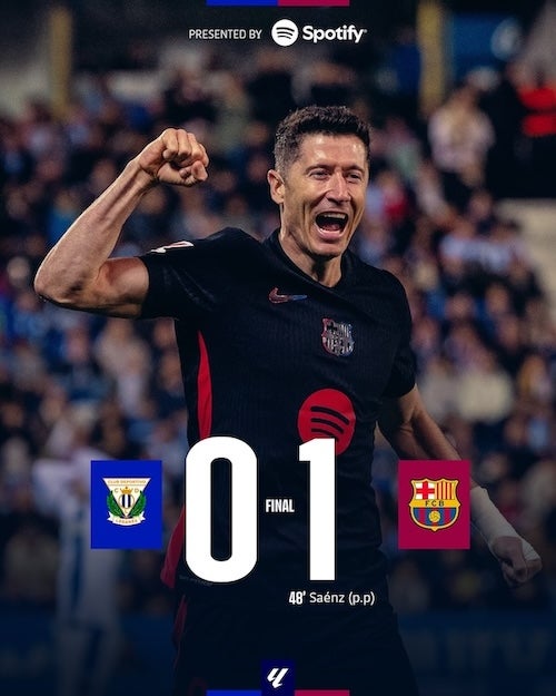 バルセロナが宿敵レガネスに勝利！リーグ王座奪還に向けて独走体制か