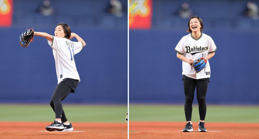 坂本花織の始球式⚾️ ナイスピッチングに驚きの声続々👀✨