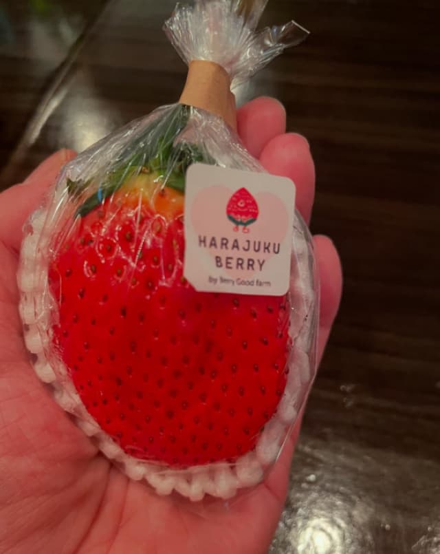 佐藤仁美が特大いちごを披露「美味しくいただきます」