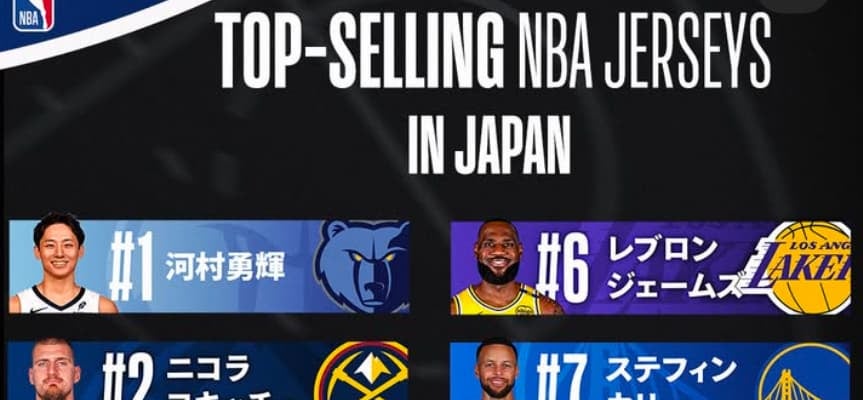 NBAジャージ　日本での売り上げランキングを発表！河村勇輝がレブロンらスターを抑えて1位に！！