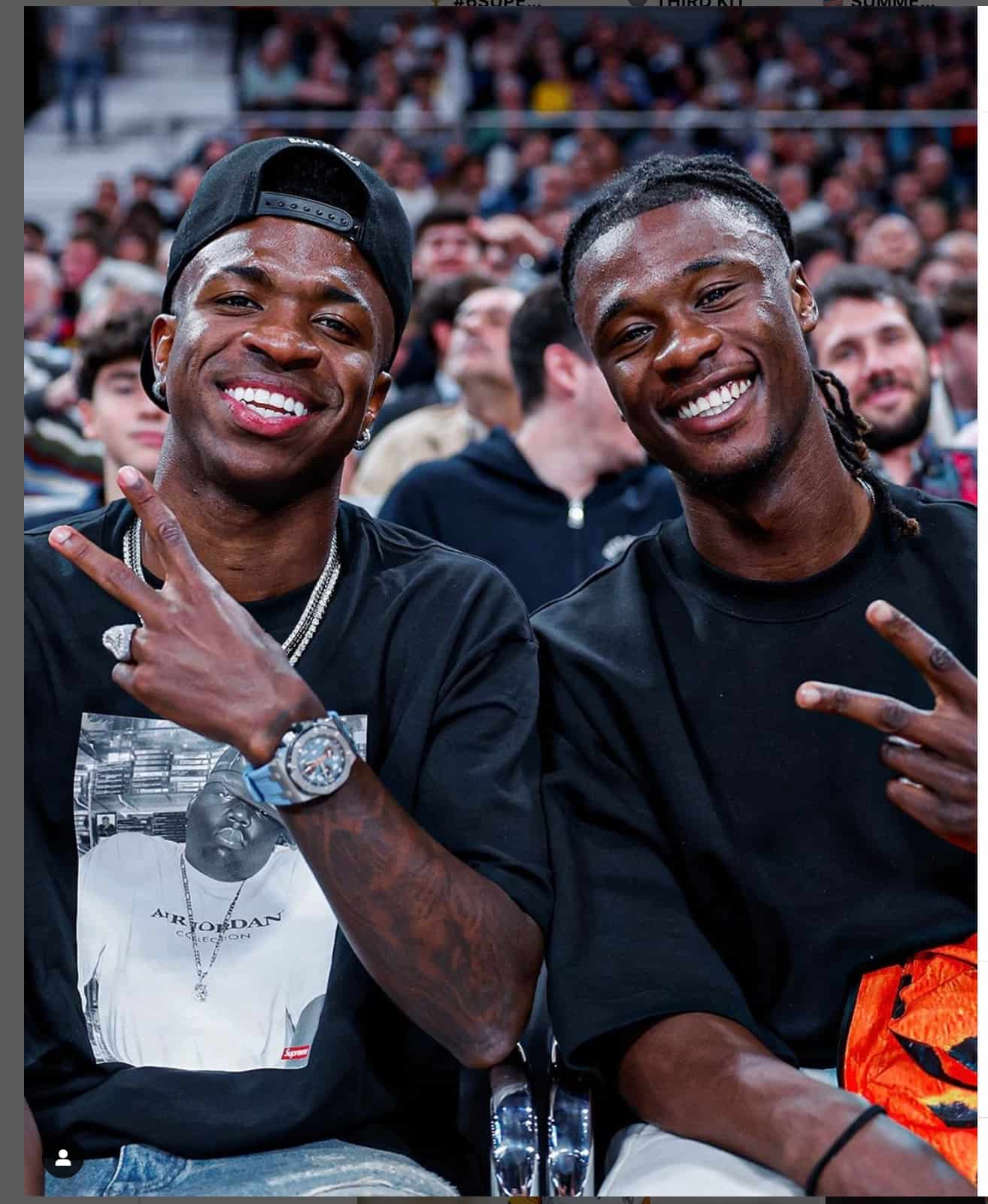 カマヴィンガとヴィニシウス、ユーロリーグ観戦の姿をレアル・マドリード公式インスタで公開