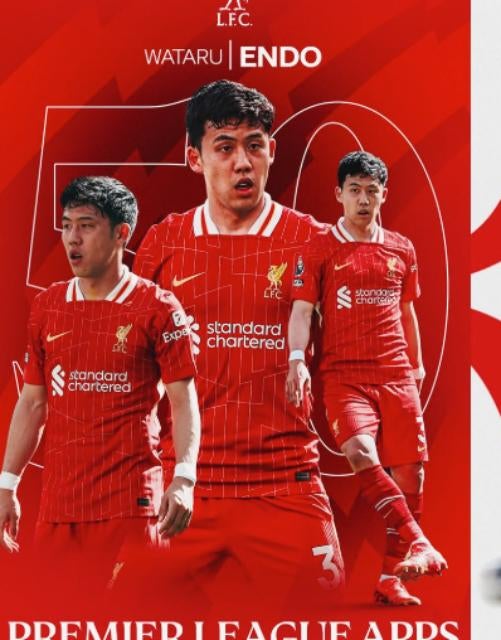 遠藤航、プレミア通算50試合達成！リヴァプールが祝福した特別な日