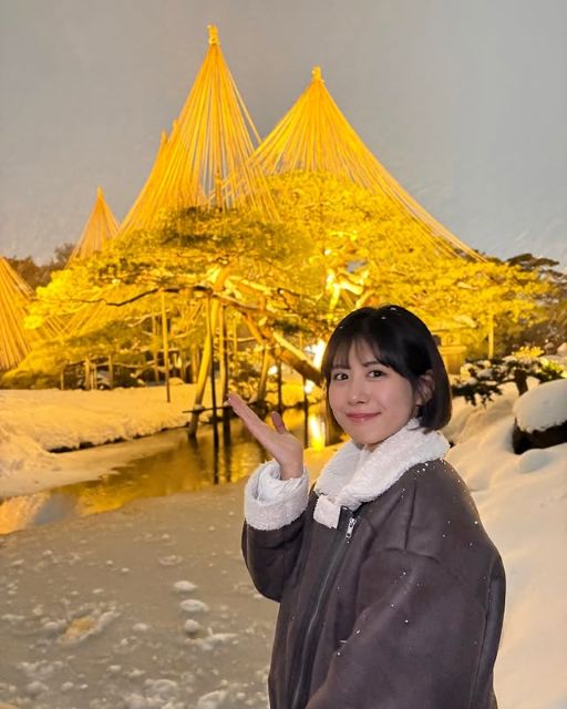 「兼六園のライトアップを見てきました」北陸放送・近藤千優アナ、黄金に輝かくエモすぎ観光スポットバックに笑顔でパシャリ！