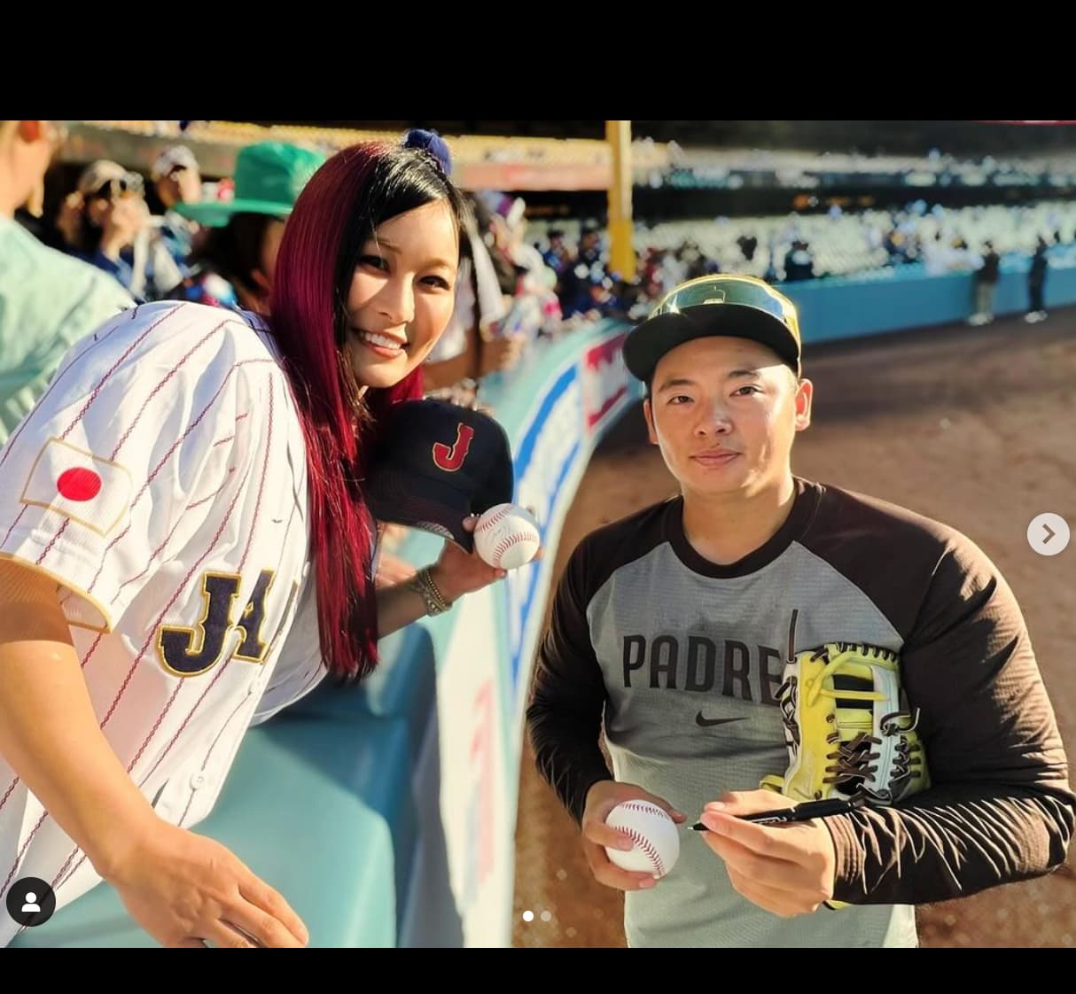 イヨ・スカイ、MLBパドレスの松井祐樹とツーショット