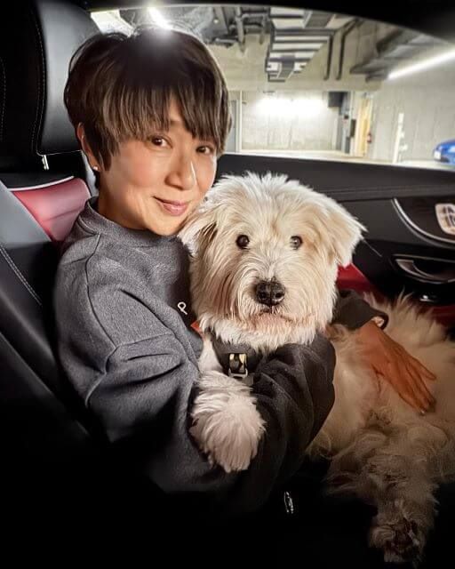 黒田知永子さんの愛犬、病院は歩かない主義！？カメラ目線が可愛すぎる