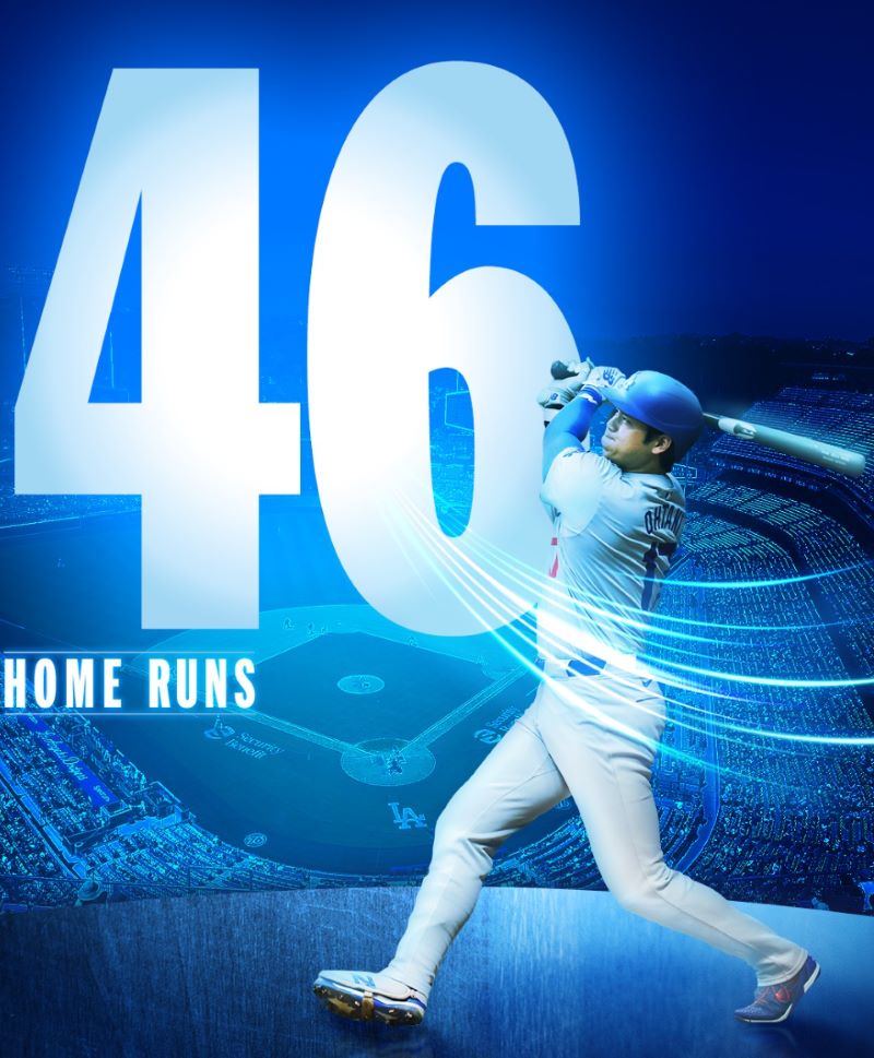 大谷翔平、自己最多記録に並ぶ第46号を放つ