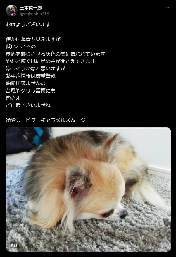 三木眞一郎が愛犬とのひと時