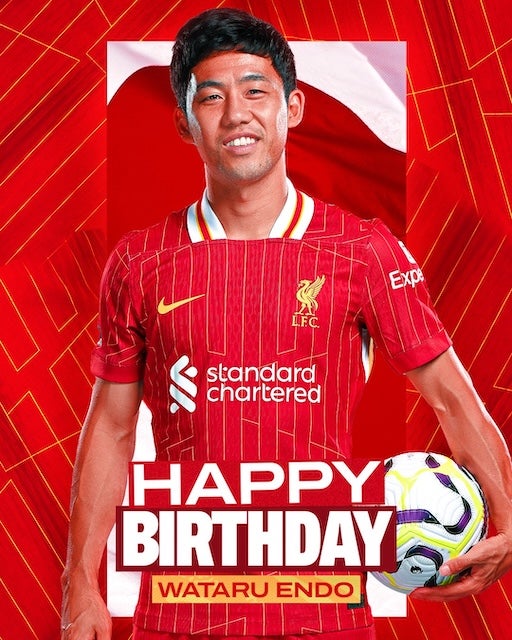 「Have a great birthday」リヴァプール公式が遠藤航の誕生日を祝福