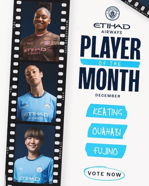 マンチェスター・シティ女子がクラブ月間MVP候補を発表！なでしこ藤野あおばがノミネート