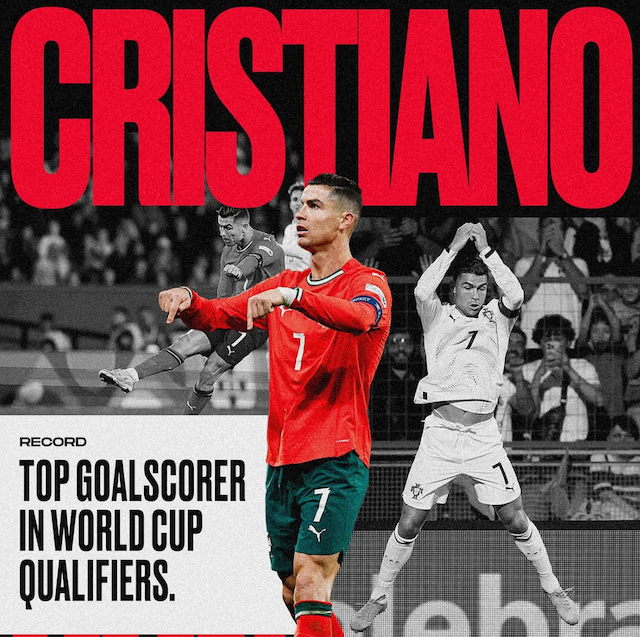 C・ロナウド、W杯予選史上最多得点記録を更新！「達成したことを誇りに思う」