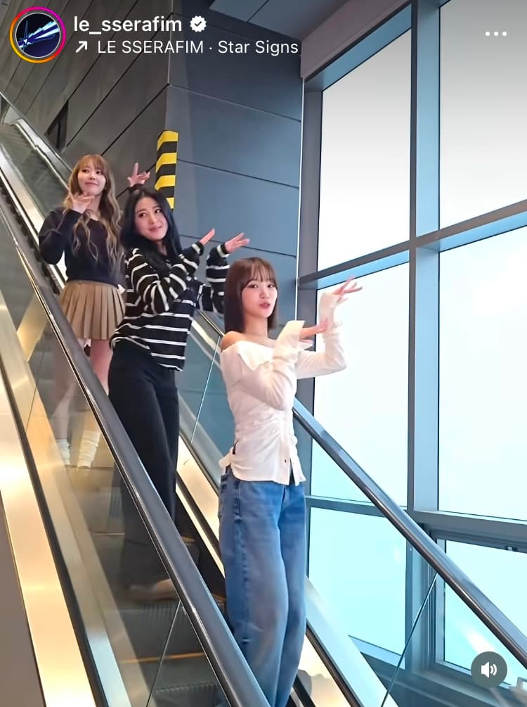 LE SSERAFIM、新曲「Star Signs」を披露！公式インスタでエスカレーター動画を公開