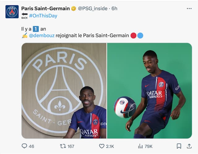 PSG 仏代表FWデンベレ加入から1年