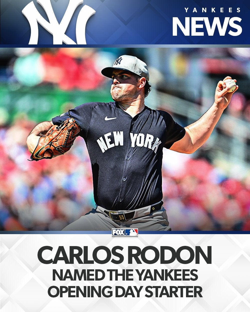 ヤンキース・ロドンが開幕投手に！開幕戦でブルワーズと対戦！