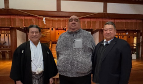 武蔵川部屋、岡山で「日拝」体験！親方も「来られて良かった」と感動