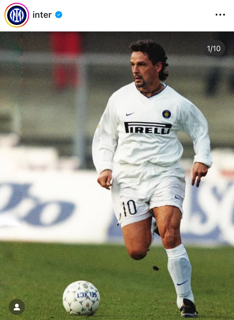 インテル公式、バッジョらの懐かしい姿を投稿！「Each photo is a sweet memory 🤩」