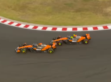 F1 一触即発！？FP2で接触寸前の“パパイヤ・パンチ”に世界中が凍りつく