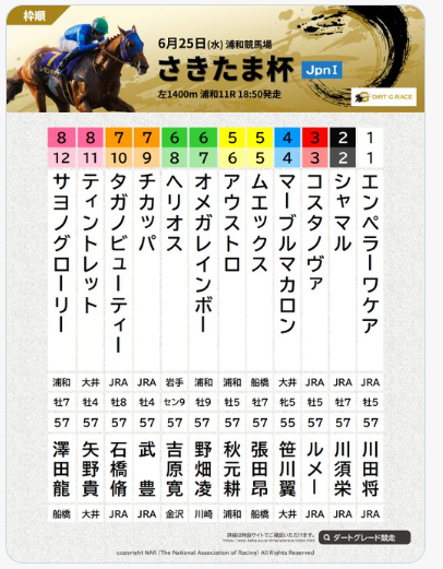 第29回さきたま杯、豪華メンバー激突！浦和競馬場で本日18時50分発走！