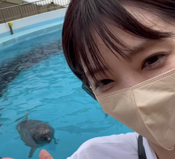 倉科カナさんがイルカと会話する様子を公開⁉︎「イルカ🐬もかなちゃんも可愛い❤️❤️❤️」