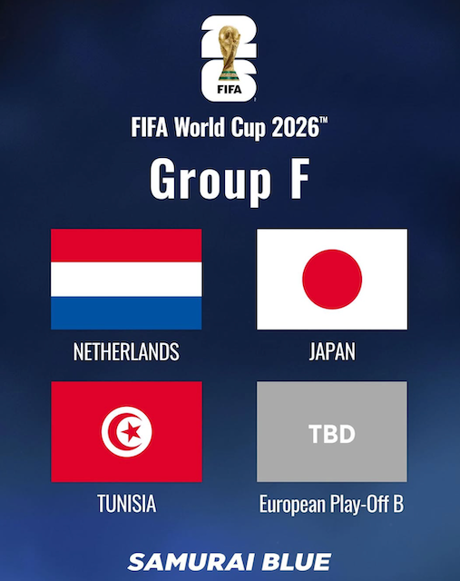 2026年W杯組み合わせが決定！日本はオランダやチュニジアらと同組に