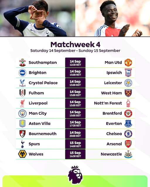 プレミア公式「今週、最も楽しみにしている試合は？」 と第4節の対戦表を公開！