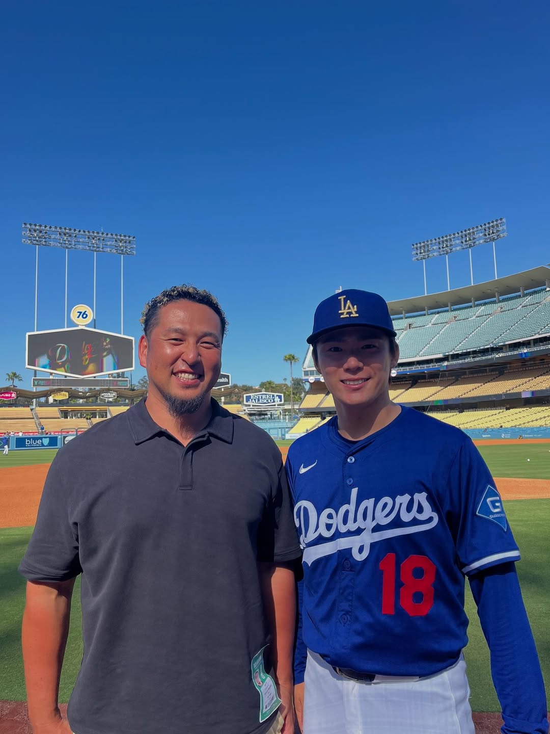 「素敵な写真」中島裕之、ドジャースタジアムにてあの盟友とのツーショット写真を披露！