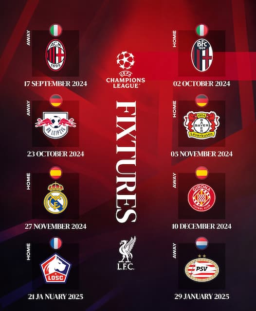 リヴァプール CL組み合わせ日程を公開！