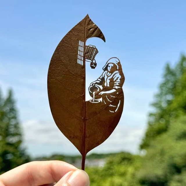 ”葉っぱ切り絵”であの名画を再現!?「世界牛乳の日」に投稿された作品に「切り絵とは思えない精密さ！」と反響