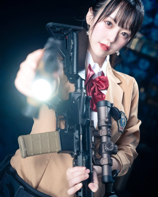 「めっっっっちゃカッコ可愛いです」美ボディグラドルレイヤー、"ミニスカ制服×アサルトライフル"コスショットの破壊力にファン撃沈！？