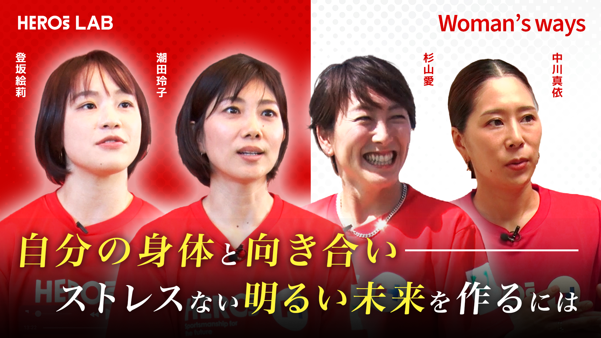 【HEROs LAB】Woman’s ways 潮田玲子、中川真依、杉山愛、登坂絵莉らの活動に密着！「自分の体と向き合いストレスない明るい未来を作るには」
