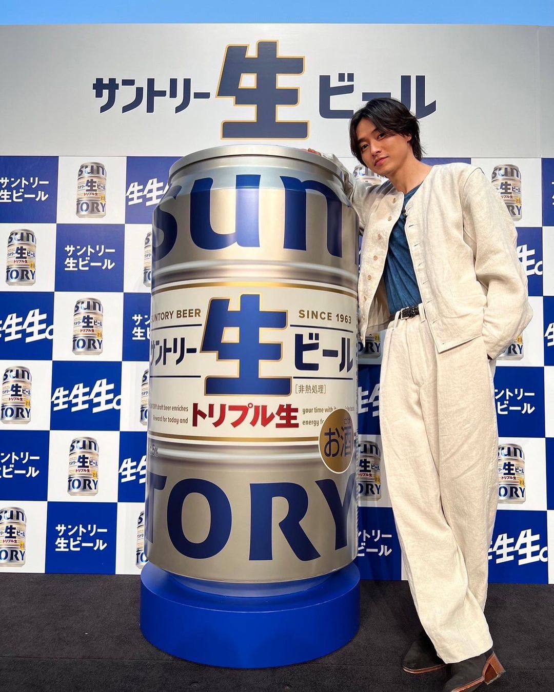 山﨑賢人がサントリー生ビールの新CM発表会