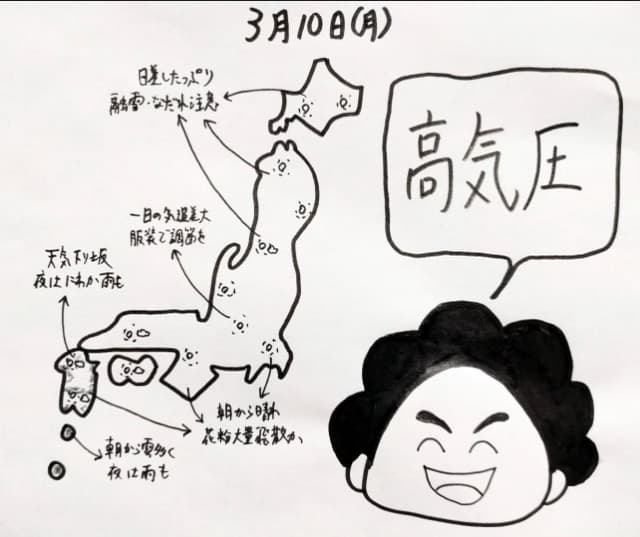 気象予報士・くぼてんき、高気圧の影響で「全国的に晴れ」予報を発信　花粉大量飛散にも注意喚起