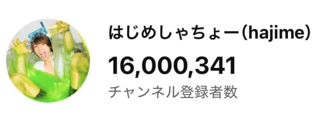 はじめしゃちょー、YouTube登録者1600万人突破！「ありがとうございます！もっと登録して😘」