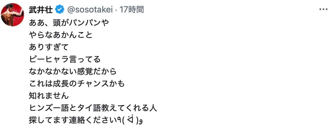 武井壮、ヒンズー語とタイ語の教師を募集中