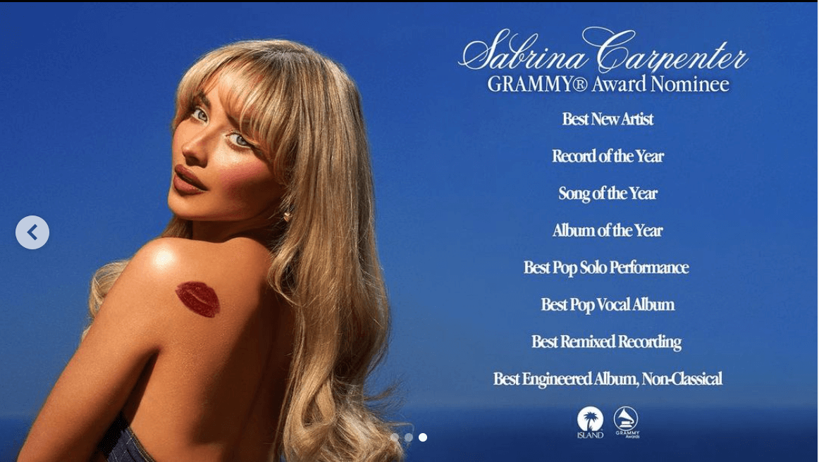 サブリナ・カーペンター　グラミー賞に初ノミネート！
