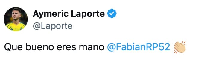 「ファビアン、すごいよ」ラポルテが投稿で称賛の言葉