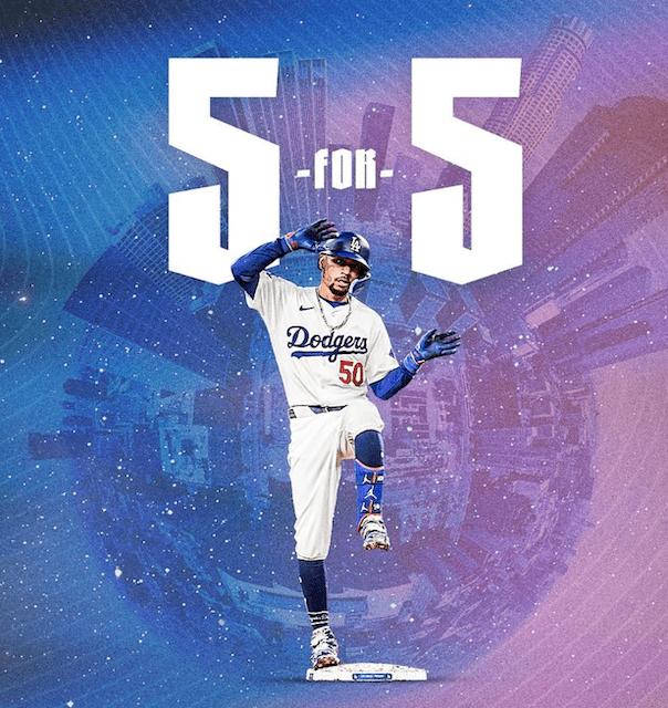 首位打者浮上 ムーキー・ベッツが5打数5安打の固め打ち