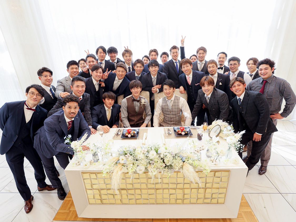 オリックス・佐野皓大の挙式に吉田正、西川遥輝ら豪華メンバーが参列✨