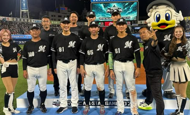 山本大斗選手の“予告ホームランポーズ”が大好評！ロッテメンバーの笑顔あふれるオールスター集合写真にファン歓喜