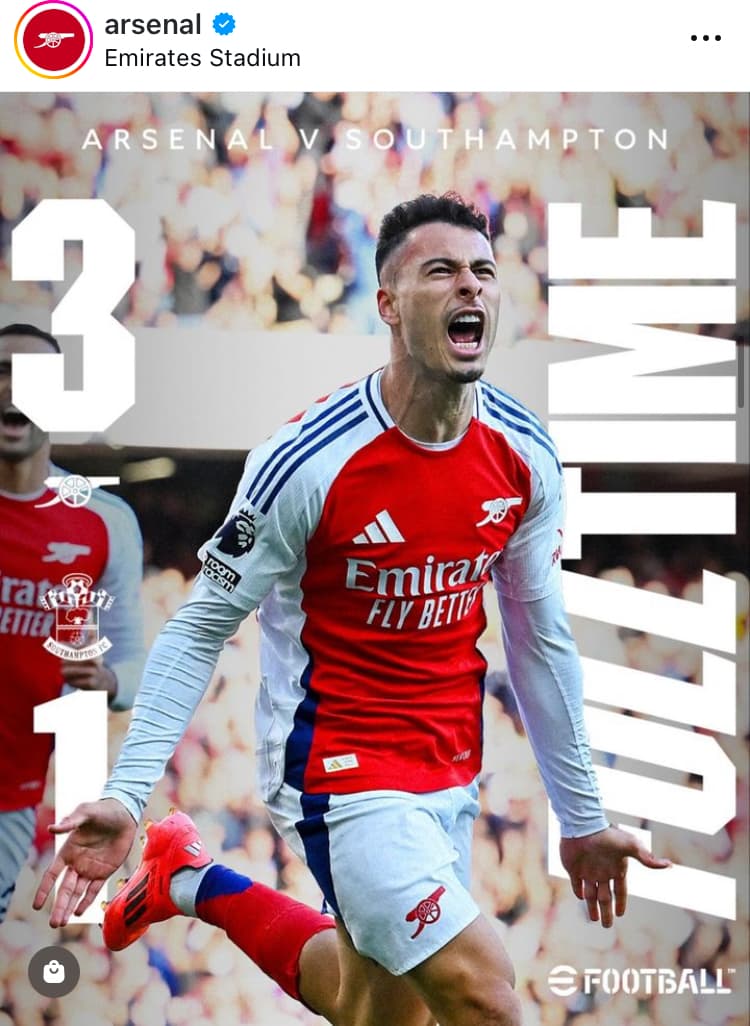 サカの1ゴール2アシストでアーセナルがサウサンプトンに逆転勝利