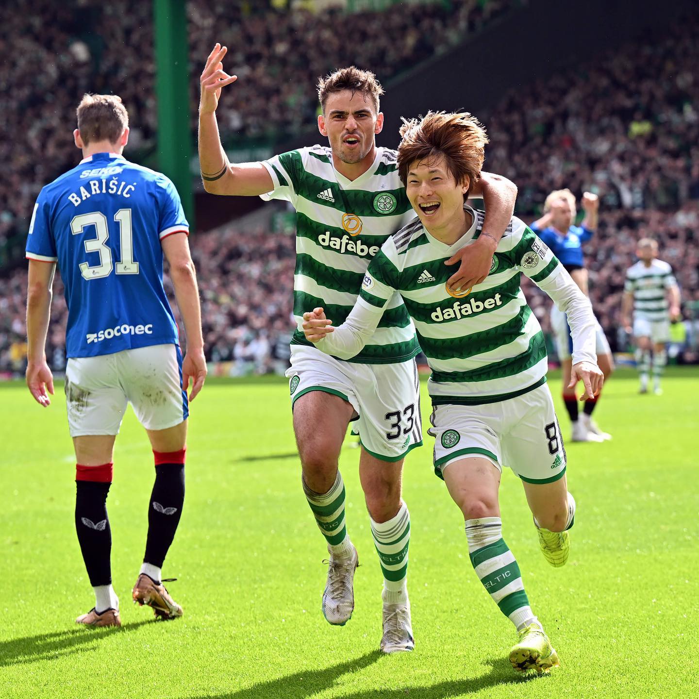 古橋亨梧、2ゴールの活躍で勝利に貢献！「チーム最高のストライカー」に賞賛⚽️🍀