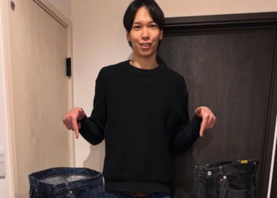 バレー・山内晶大、デニムパンツに糊付け！「ジャケットも糊付けすべき？」