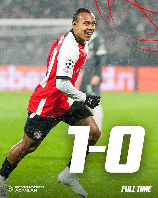 上田綺世が先発出場のフェイエノールト　ホームでミランに先勝