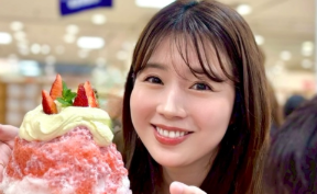 「視線の先に萌ちゃん」田中萌アナ、山形物産展でのかき氷ショットが話題に