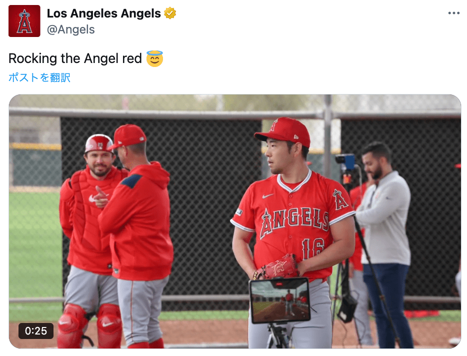 春季キャンプでエンゼルス菊池が始動